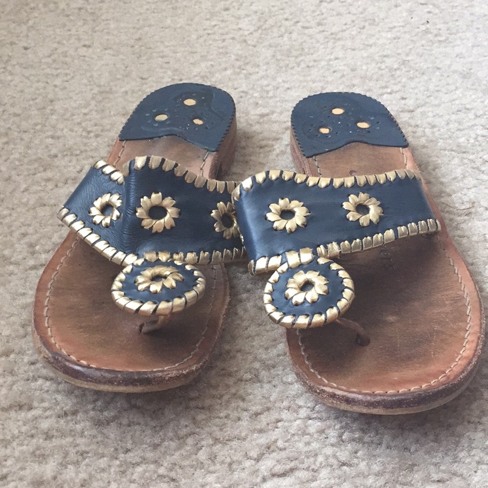 Navy and Gold Jack Roger Sandals